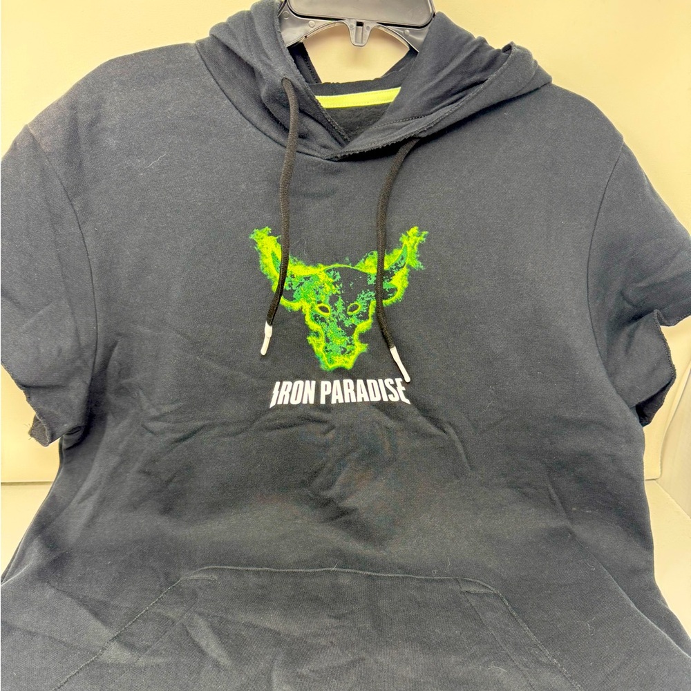 UA Iron Paradise Black Short Sleeve Hoodie - Sz L